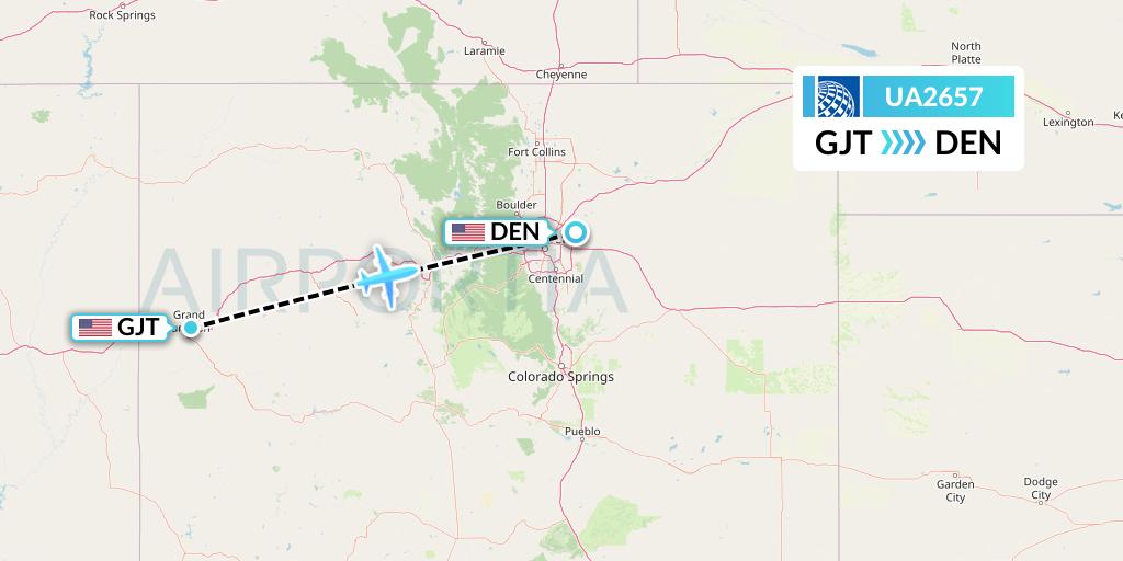 UA2657 United Airlines Flight Map: Grand Junction to Denver