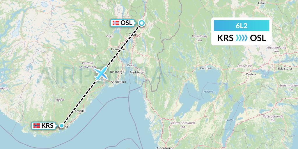 6L2 Aklak Air Flight Map: Kristiansand to Oslo