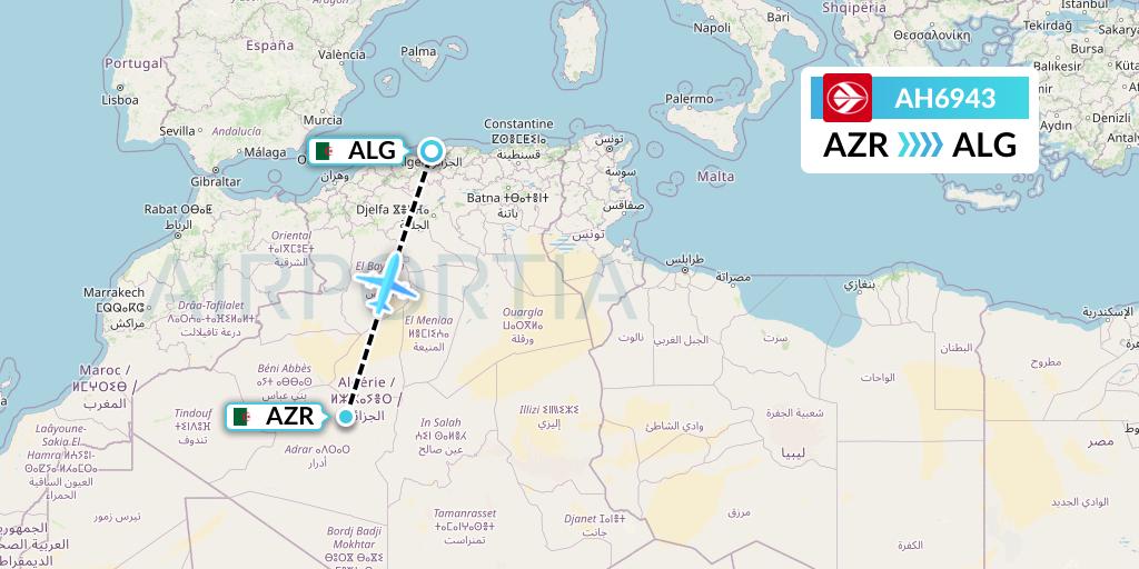 AH6943 Air Algerie Flight Map: Adrar to Algiers