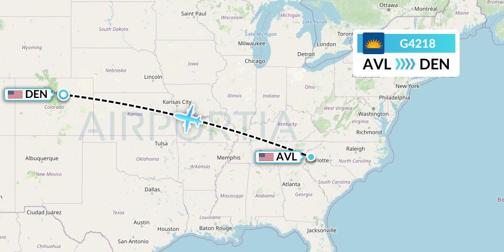 G4218 Allegiant Air Flight Map: Asheville to Denver