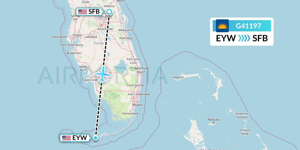 G41197 Allegiant Air Flight Map: Key West to Orlando