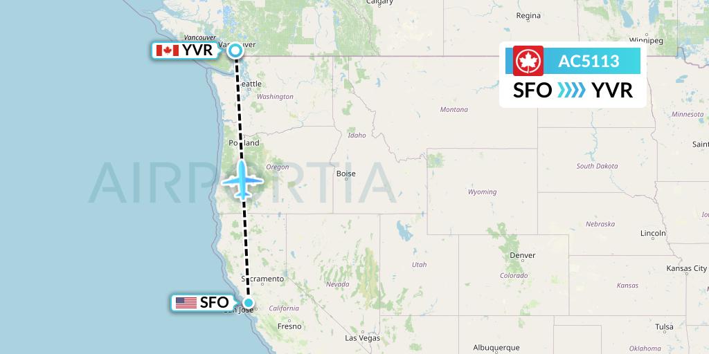 AC5113 Air Canada Flight Map: San Francisco to Vancouver