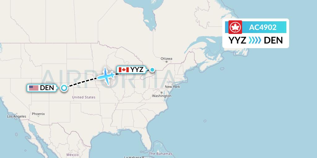 AC4902 Air Canada Flight Map: Toronto to Denver