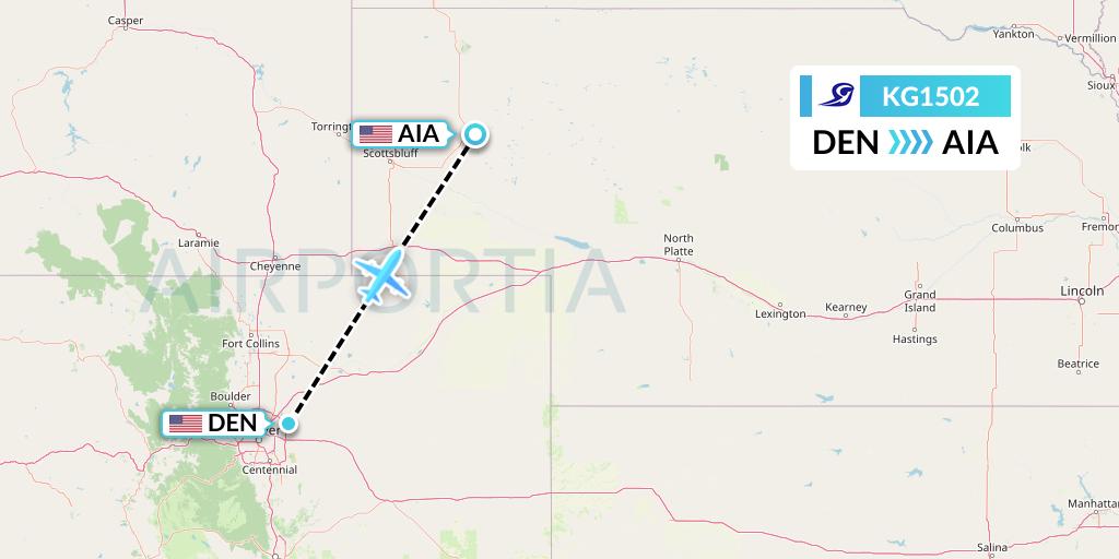 KG1502 Key Lime Air Flight Map: Denver to Alliance