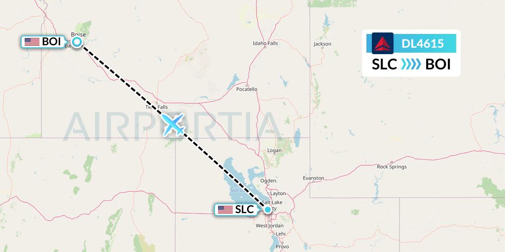DL4615 Delta Air Lines Flight Map: Salt Lake City to Boise