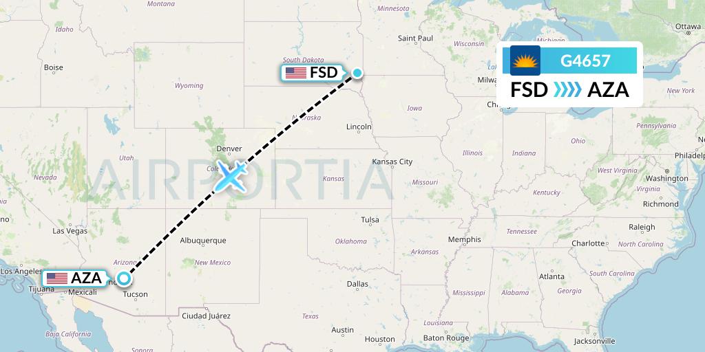 G4657 Allegiant Air Flight Map: Sioux Falls to Phoenix