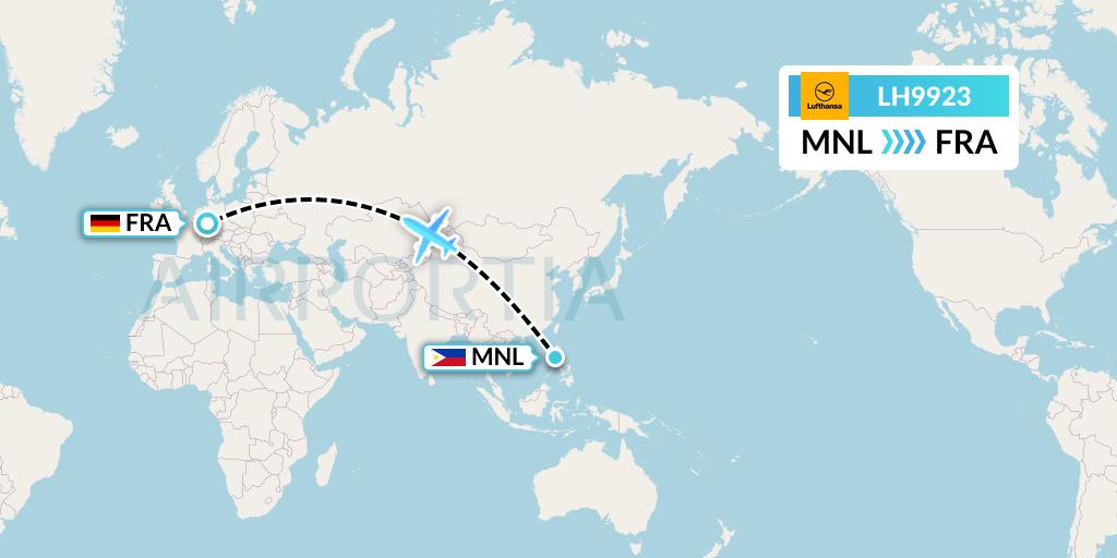 LH9923 Lufthansa Flight Map: Manila to Frankfurt