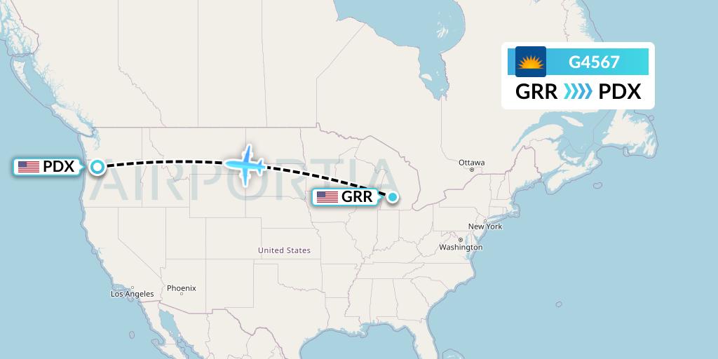 G4567 Allegiant Air Flight Map: Grand Rapids to Portland