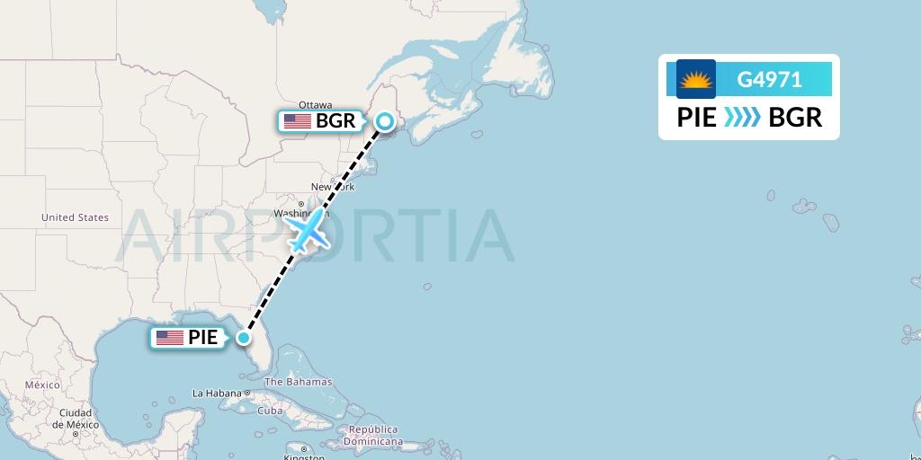 G4971 Allegiant Air Flight Map: St. Petersburg to Bangor