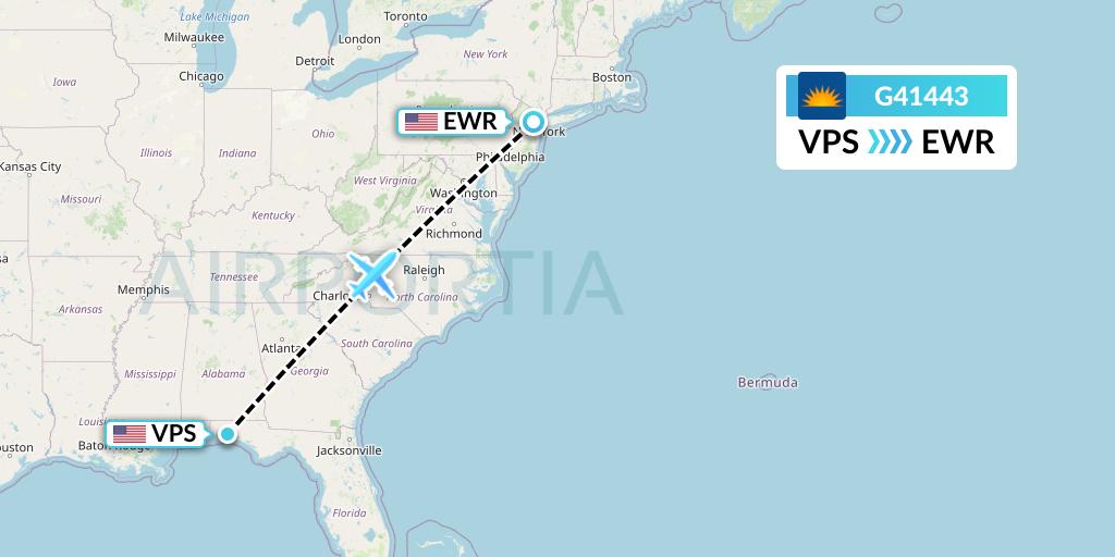 G41443 Allegiant Air Flight Map: Valparaiso to New York
