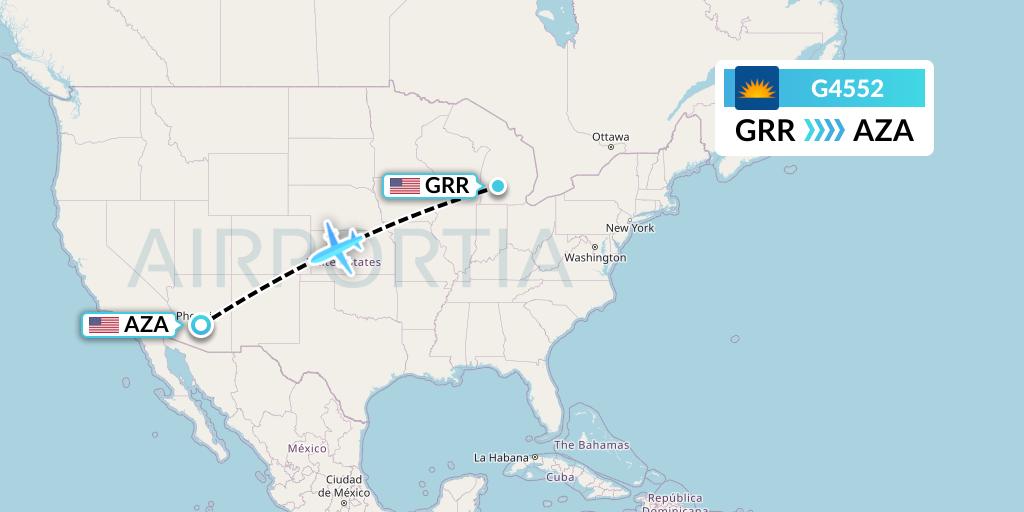 G4552 Allegiant Air Flight Map: Grand Rapids to Phoenix