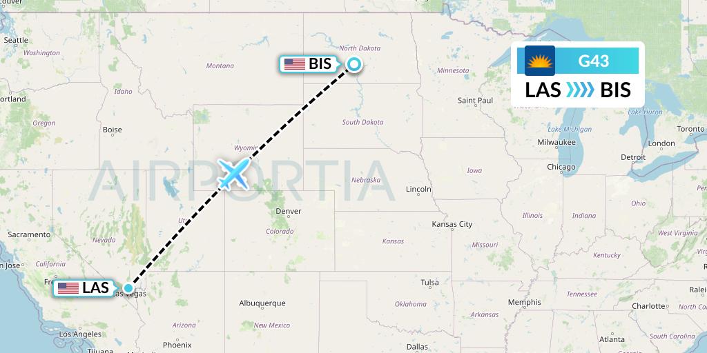 G43 Allegiant Air Flight Map: Las Vegas to Bismarck