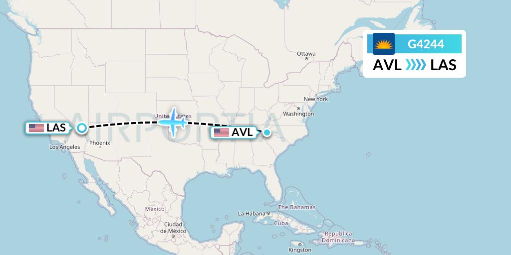 G4244 Allegiant Air Flight Map: Asheville to Las Vegas