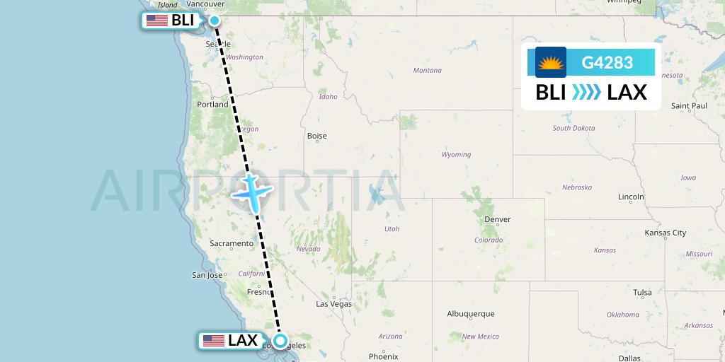 G4283 Allegiant Air Flight Map: Bellingham to Los Angeles