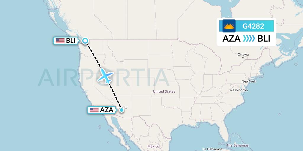 G4282 Allegiant Air Flight Map: Phoenix to Bellingham