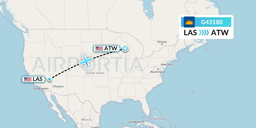 G43180 Allegiant Air Flight Map: Las Vegas to Appleton
