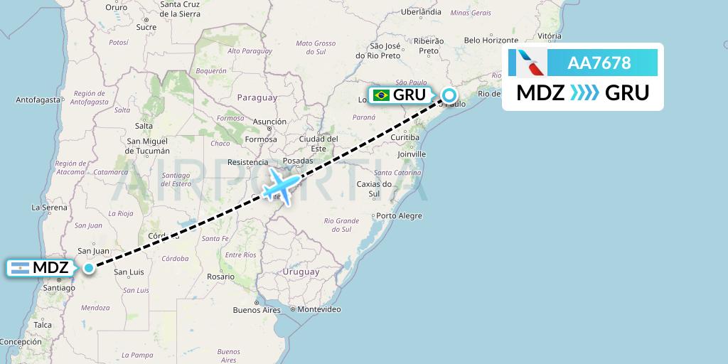 AA7678 American Airlines Flight Map: Mendoza to Sao Paulo