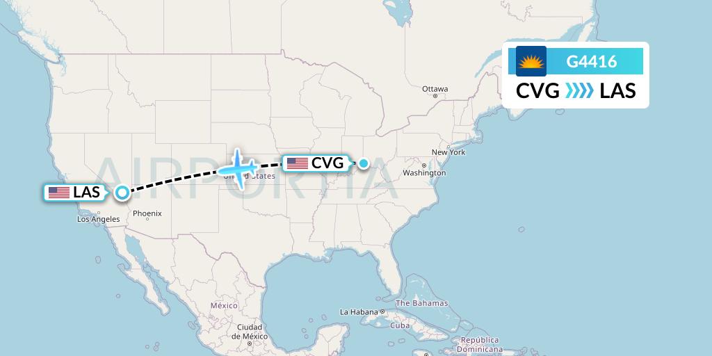 G4416 Allegiant Air Flight Map: Cincinnati to Las Vegas