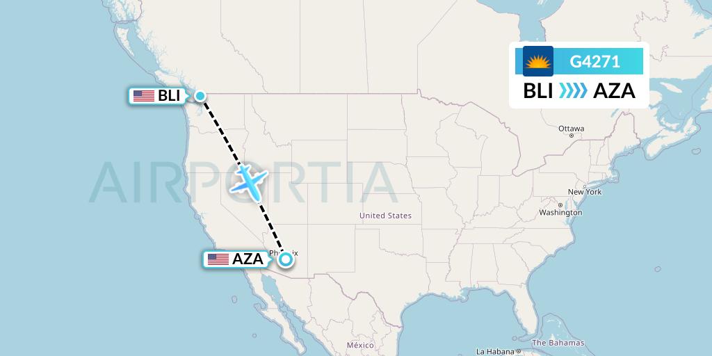 G4271 Allegiant Air Flight Map: Bellingham to Phoenix