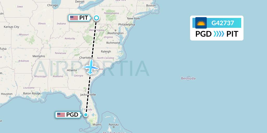 G42737 Allegiant Air Flight Map: Punta Gorda to Pittsburgh