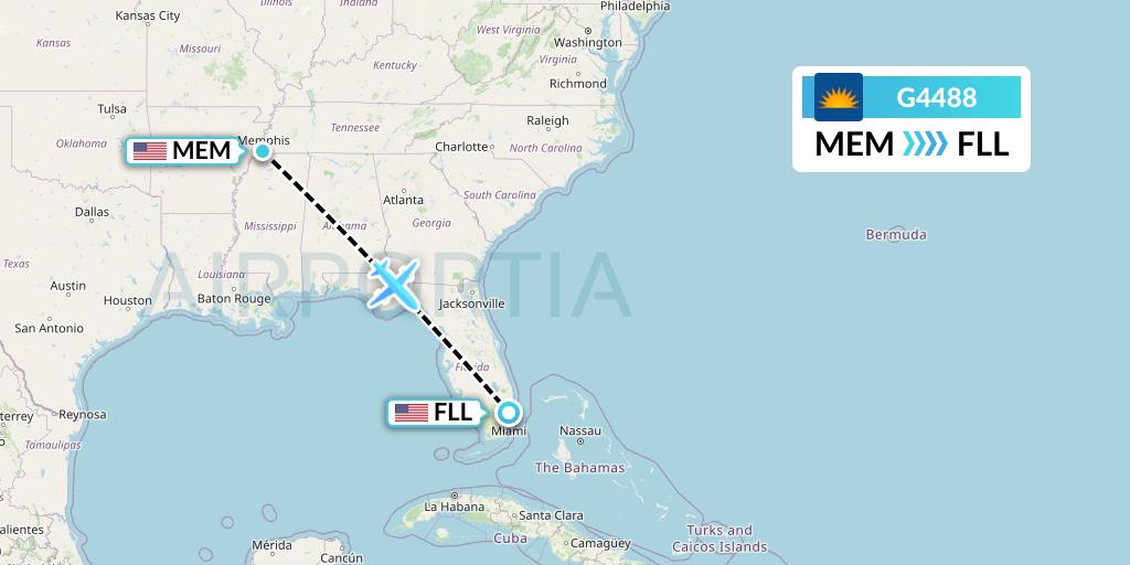 G4488 Allegiant Air Flight Map: Memphis to Fort Lauderdale