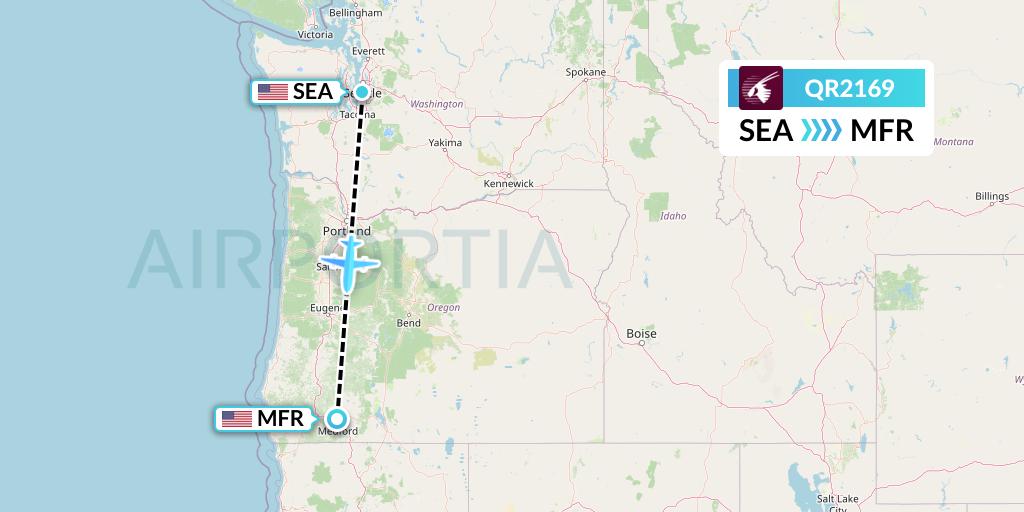 QR2169 Qatar Airways Flight Map: Seattle to Medford