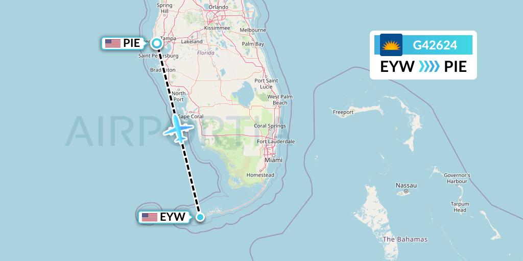 G42624 Allegiant Air Flight Map: Key West to St. Petersburg