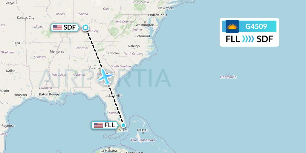G4509 Allegiant Air Flight Map: Fort Lauderdale to Louisville