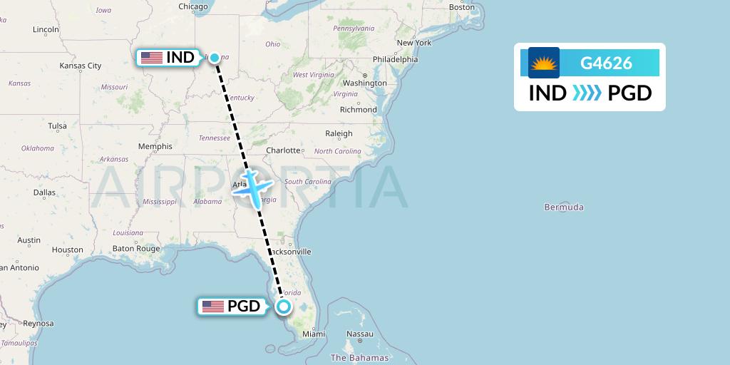 G4626 Allegiant Air Flight Map: Indianapolis to Punta Gorda