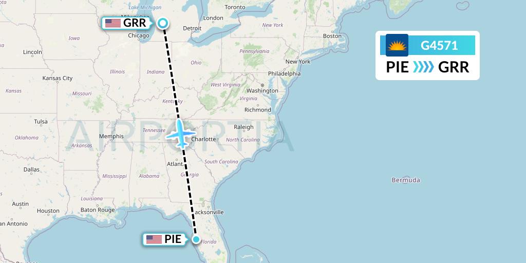 G4571 Allegiant Air Flight Map: St. Petersburg to Grand Rapids