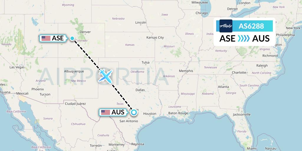 AS6288 Alaska Airlines Flight Map: Aspen to Austin
