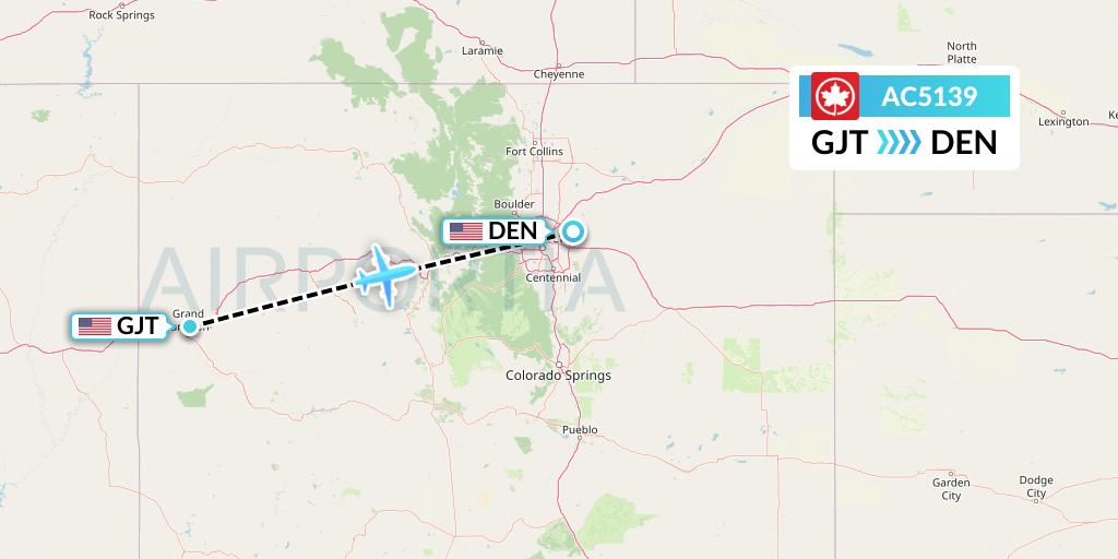 AC5139 Air Canada Flight Map: Grand Junction to Denver