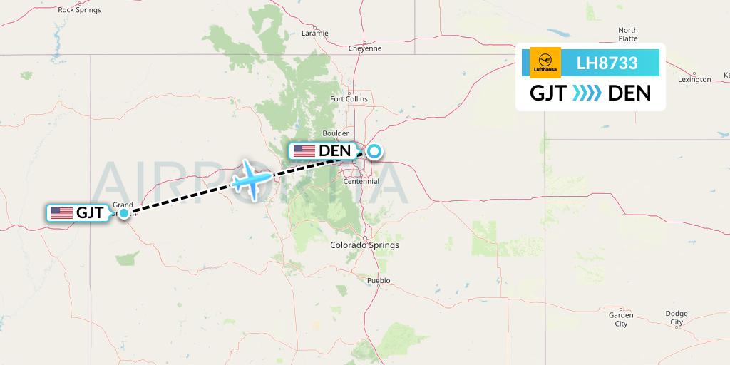 LH8733 Lufthansa Flight Map: Grand Junction to Denver