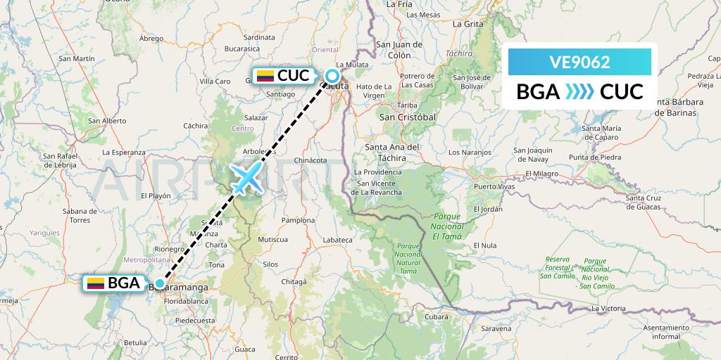 VE9062 Easyfly Flight Map: Bucaramanga to Cucuta