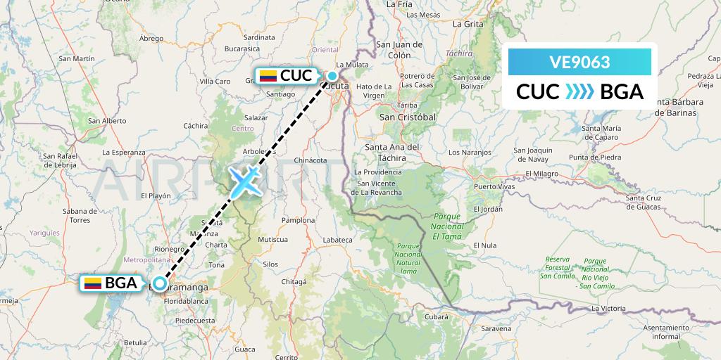 VE9063 Easyfly Flight Map: Cucuta to Bucaramanga