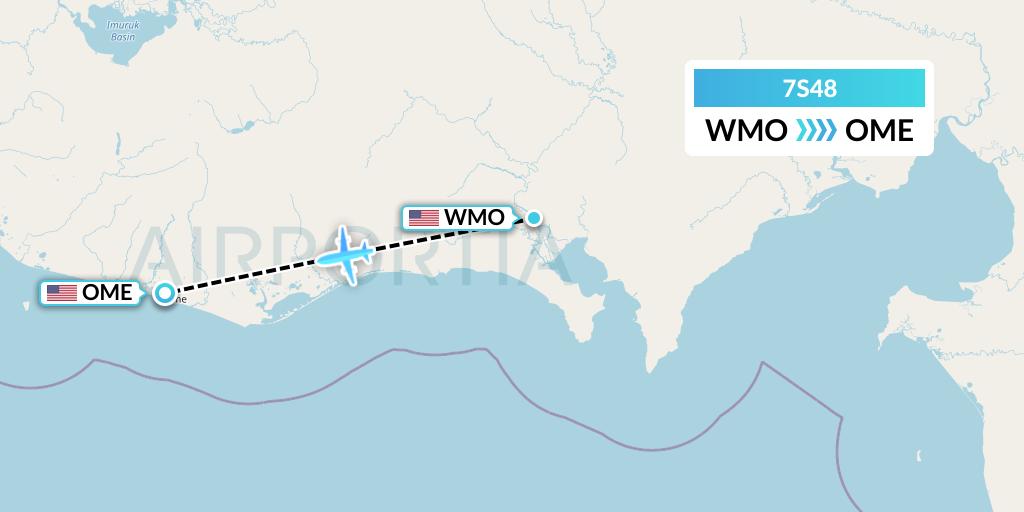 7S48 Ryan Air (USA) Flight Map: White Mountain to Nome