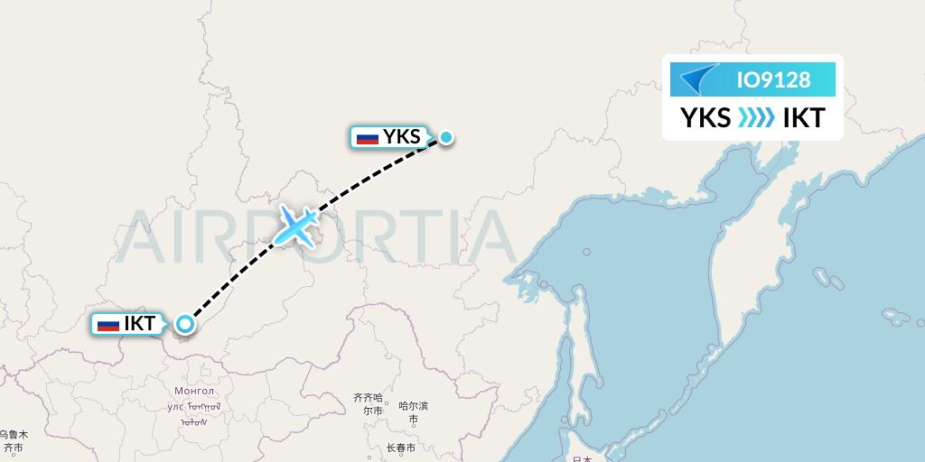 IO9128 IrAero Flight Map: Yakutsk to Irkutsk