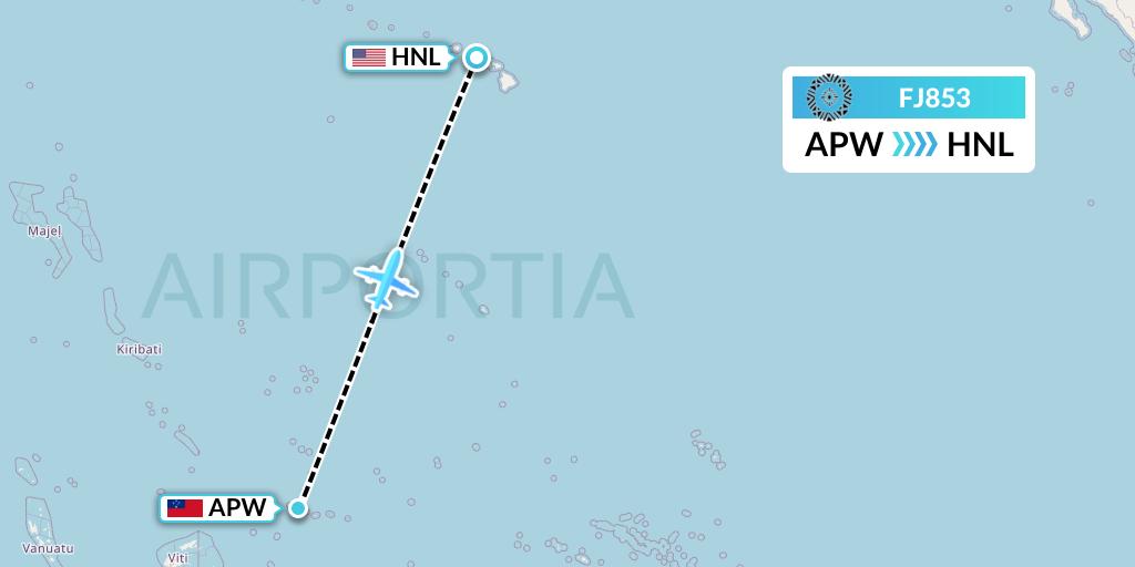 FJ853 Flight Status Fiji Airways Apia to Honolulu (FJI853)