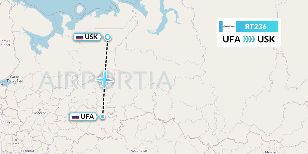 RT236 UVT aero Flight Map: Ufa to Usinsk