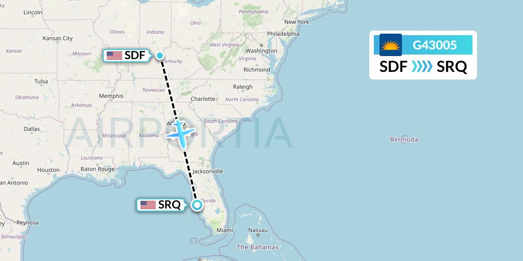 G43005 Allegiant Air Flight Map: Louisville to Sarasota