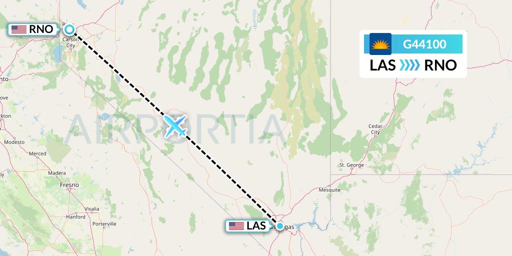 G44100 Allegiant Air Flight Map: Las Vegas to Reno