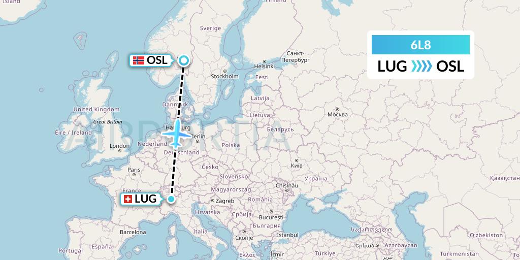 6L8 Aklak Air Flight Map: Lugano to Oslo