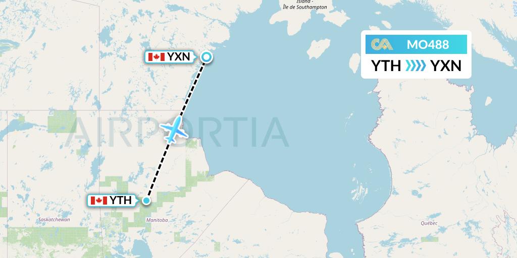 MO488 Calm Air Flight Map: Thompson to Whale Cove