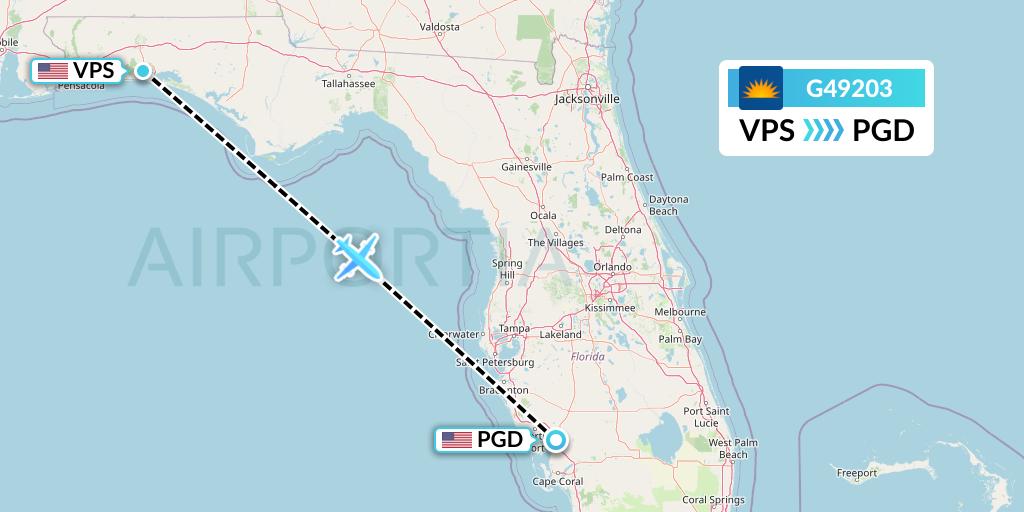G49203 Allegiant Air Flight Map: Valparaiso to Punta Gorda