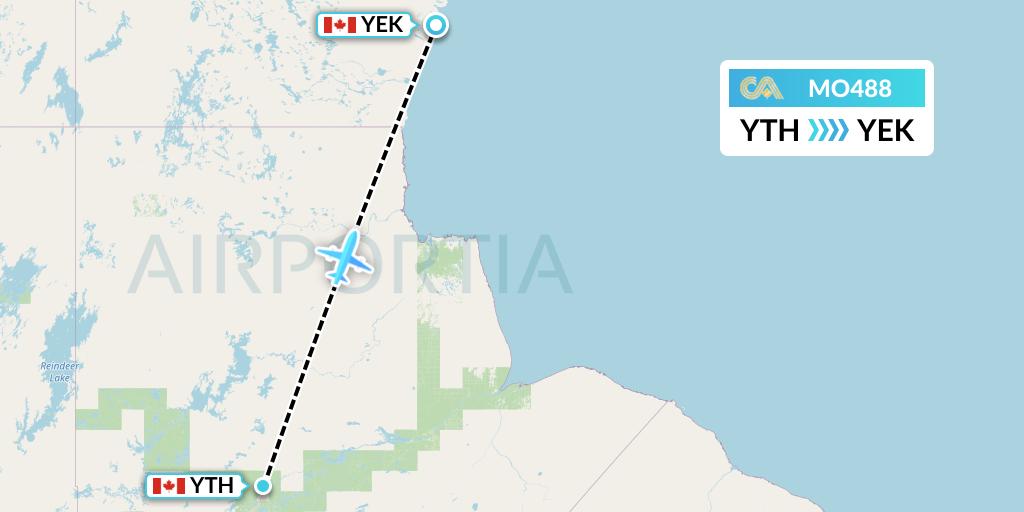 MO488 Calm Air Flight Map: Thompson to Arviat