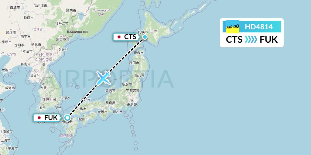 HD4814 Air Do Flight Map: Sapporo to Fukuoka
