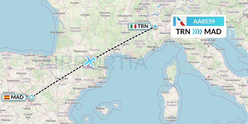 AA8559 Flight Status American Airlines Turin to Madrid (AAL8559)