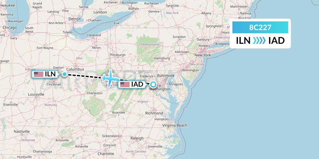 8C227 Air Transport International Flight Map: Wilmington to Washington