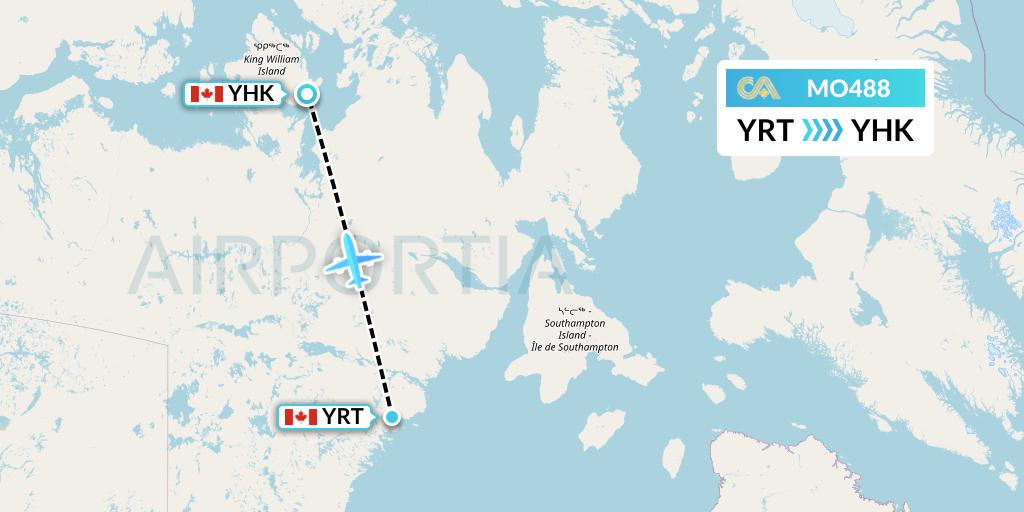 MO488 Calm Air Flight Map: Rankin Inlet to Gjoa Haven
