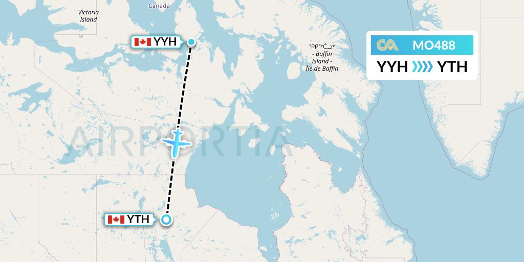 MO488 Calm Air Flight Map: Taloyoak to Thompson